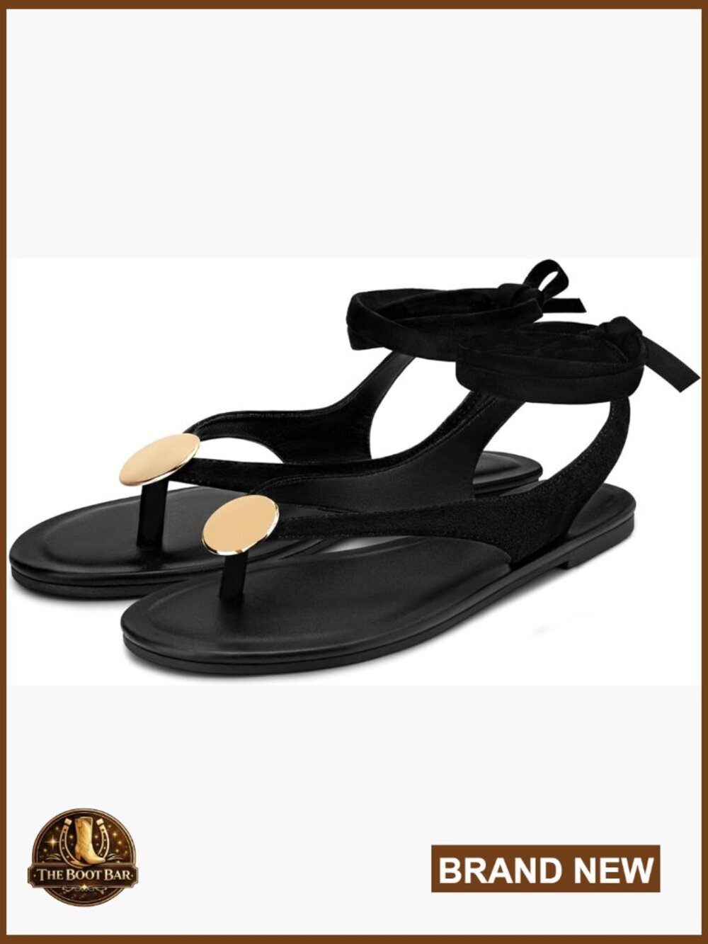 Suede Flat Sandals with Metallic Accents Adjustable Strappy Slide Sandals